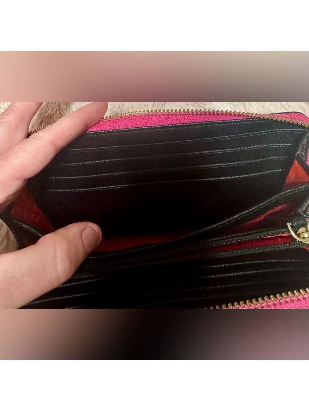 kate spade Striped Pink, Red & Orange Zip Wallet - Picture 4 of 9
